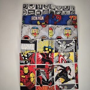 Marvel Comics Superhero Fabric Set Of 5 Fat Quarters Red, Blue, Black Yellow New